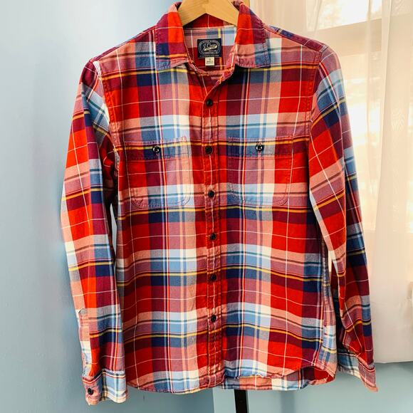 J. Crew Midweight Button Down Shirt in Red Leaf Large Plaid Size Small - Picture 2 of 4